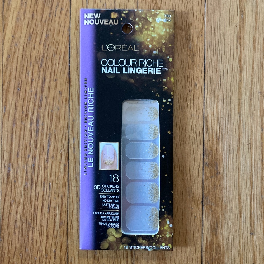 Free with Purchase L’Oréal Color Riche Nail Lingerie, Clear with Gold, NWT